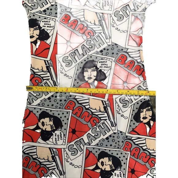 Funk Factory Diva Comic Dress Black/White/Red -Fit & Flare -Bell Sleeves YOUTH - Picture 4 of 8